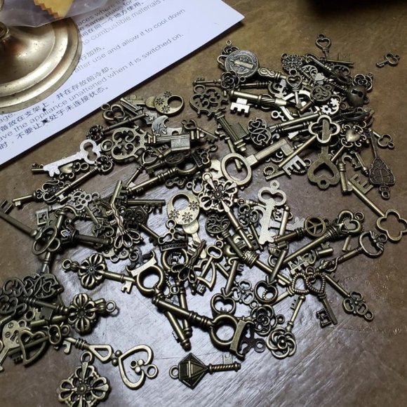 Jewelry 125 Pcs Vintage Skeleton Key Set Charms Mixed Antique Style